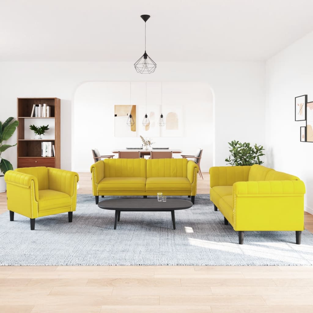 3-delige Loungeset fluweel geel