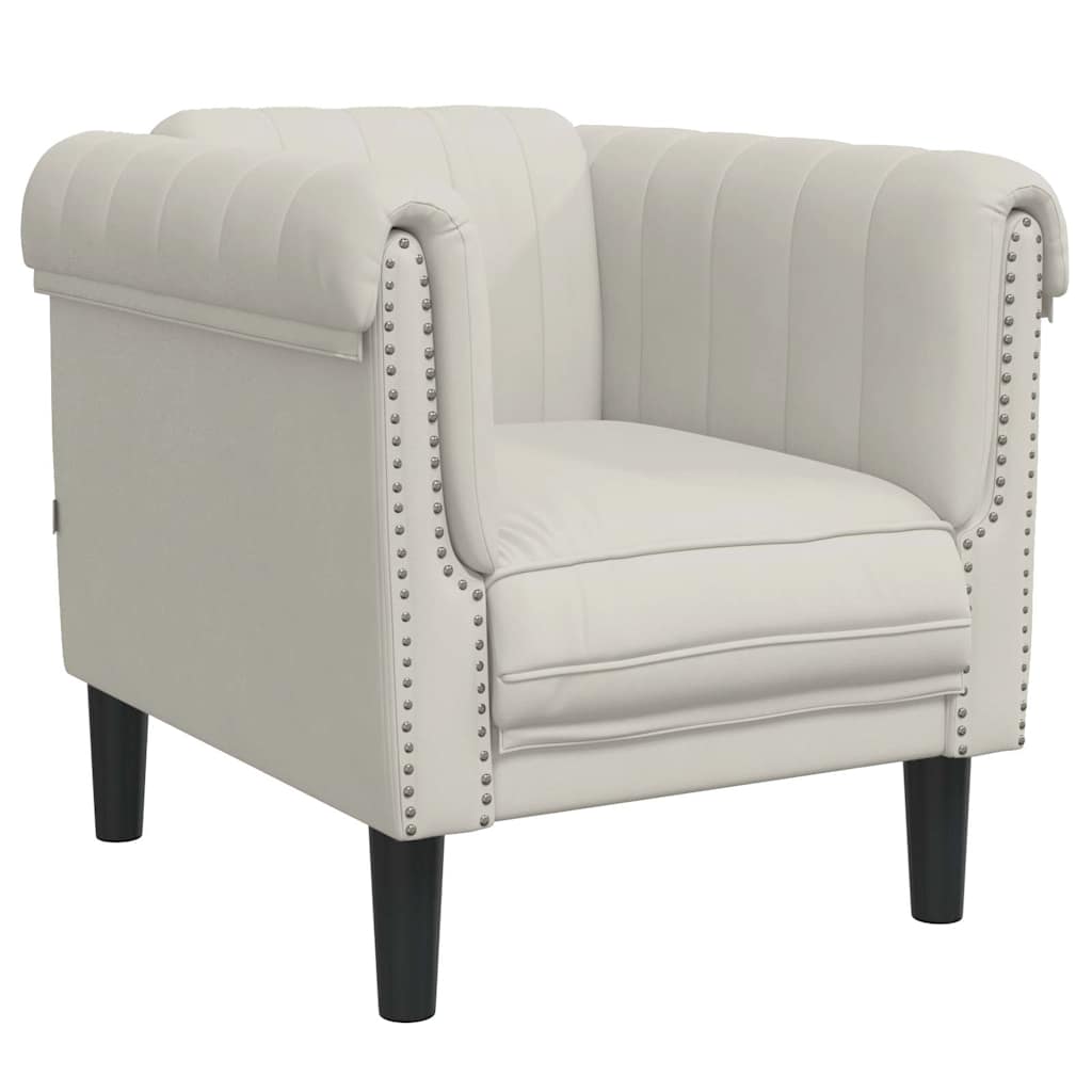 3-delige Loungeset fluweel crèmekleurig