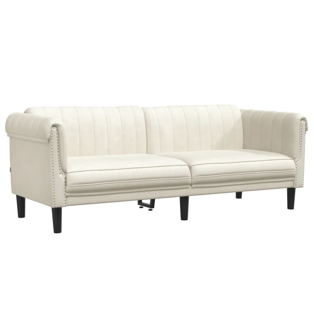 3-delige Loungeset fluweel crèmekleurig