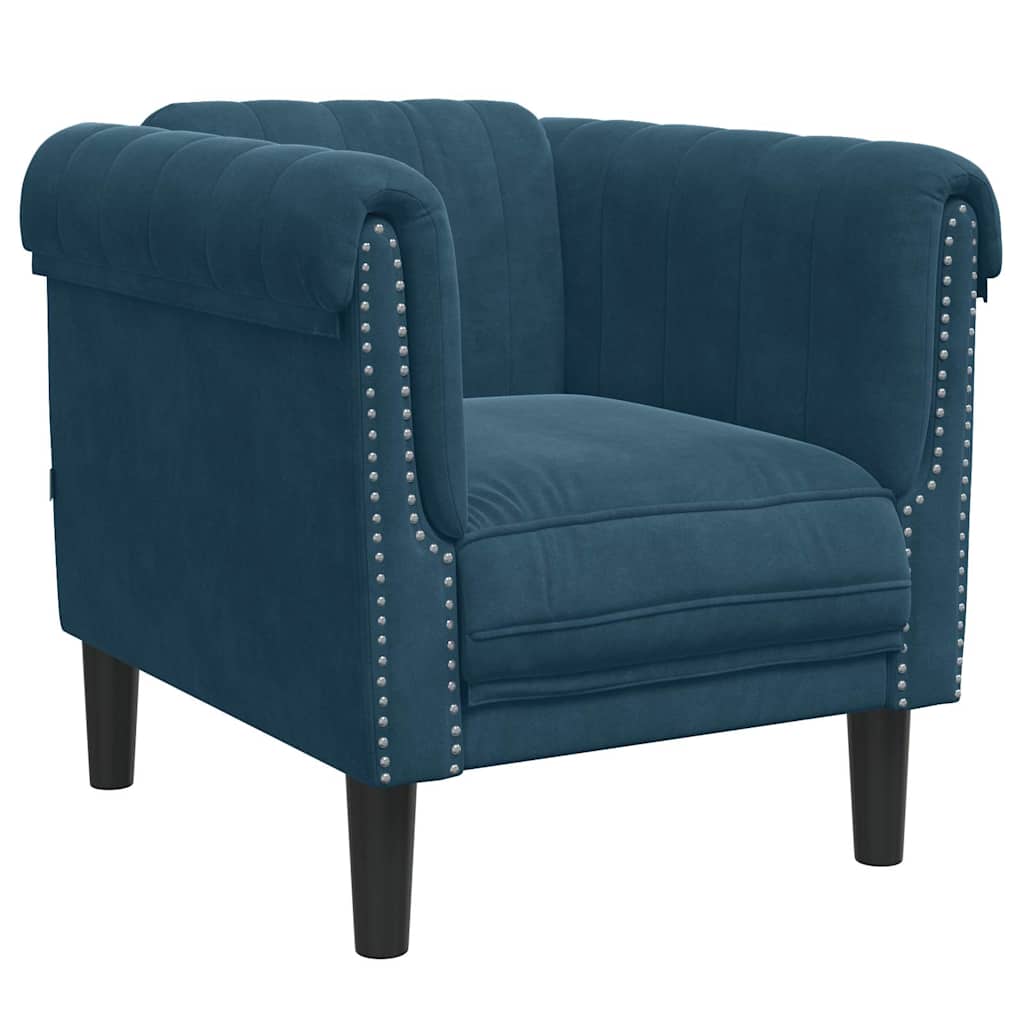 3-delige Loungeset fluweel blauw