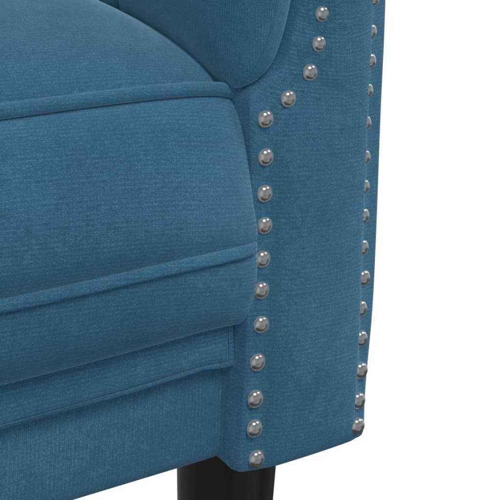 3-delige Loungeset fluweel blauw