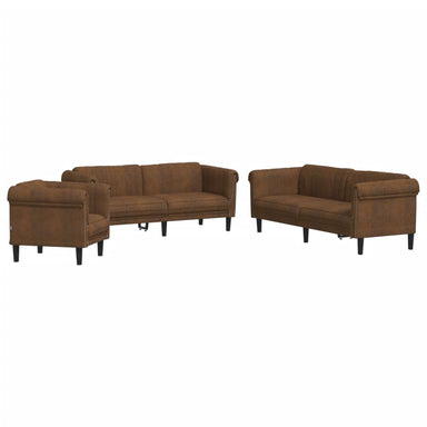 3-delige Loungeset fluweel bruin