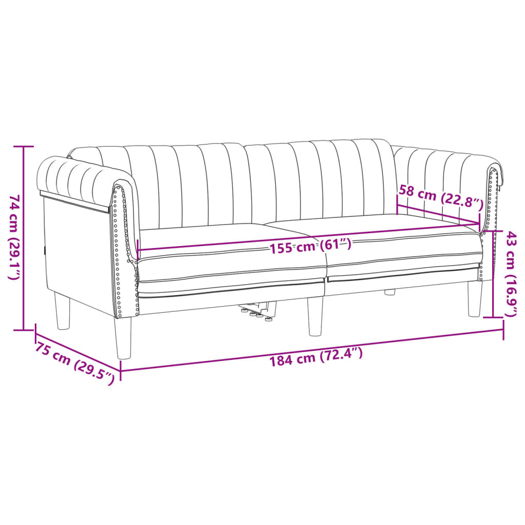3-delige Loungeset fluweel bruin