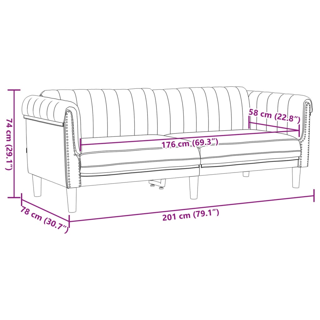 3-delige Loungeset fluweel bruin