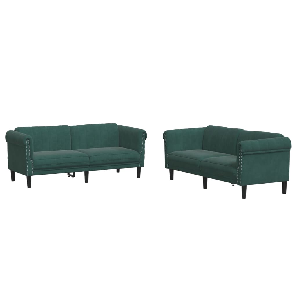 2-delige Loungeset fluweel donkergroen