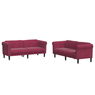 2-delige Loungeset fluweel wijnrood