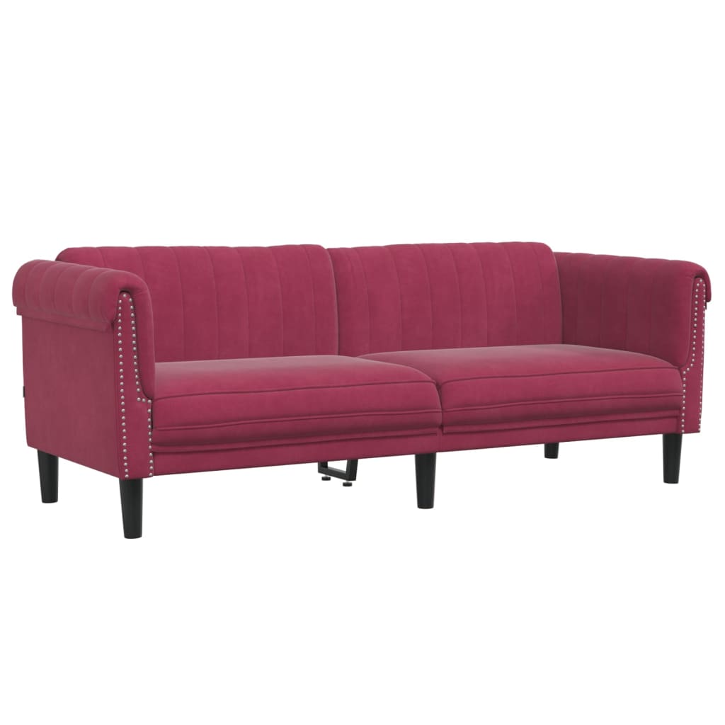 2-delige Loungeset fluweel wijnrood