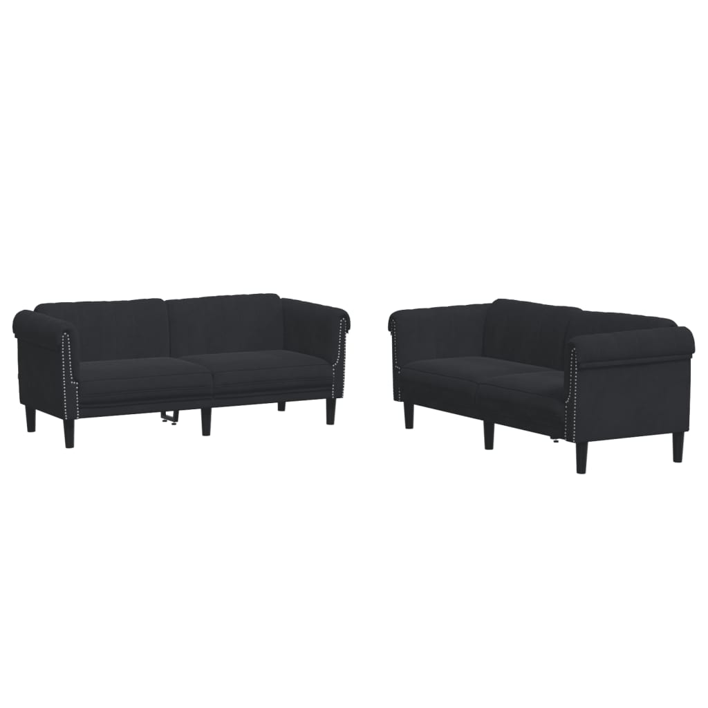 2-delige Loungeset fluweel zwart