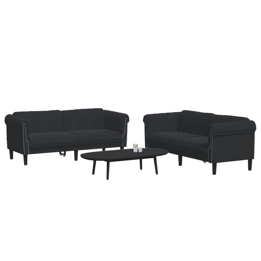 2-delige Loungeset fluweel zwart