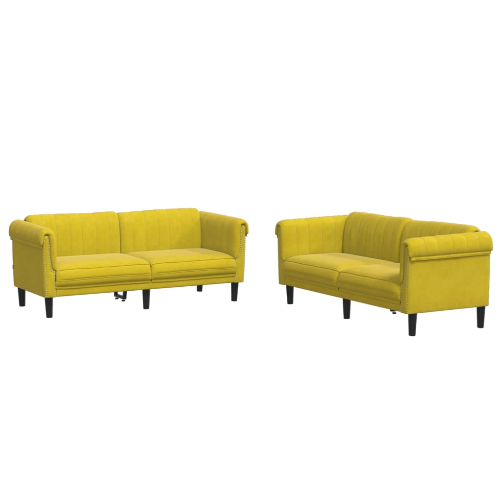 2-delige Loungeset fluweel geel