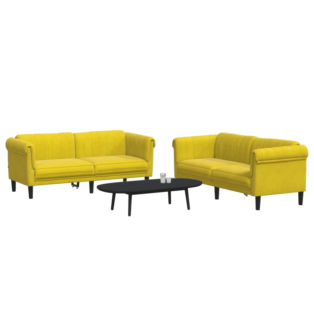 2-delige Loungeset fluweel geel