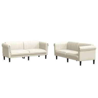 2-delige Loungeset fluweel crèmekleurig