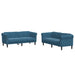 2-delige Loungeset fluweel blauw