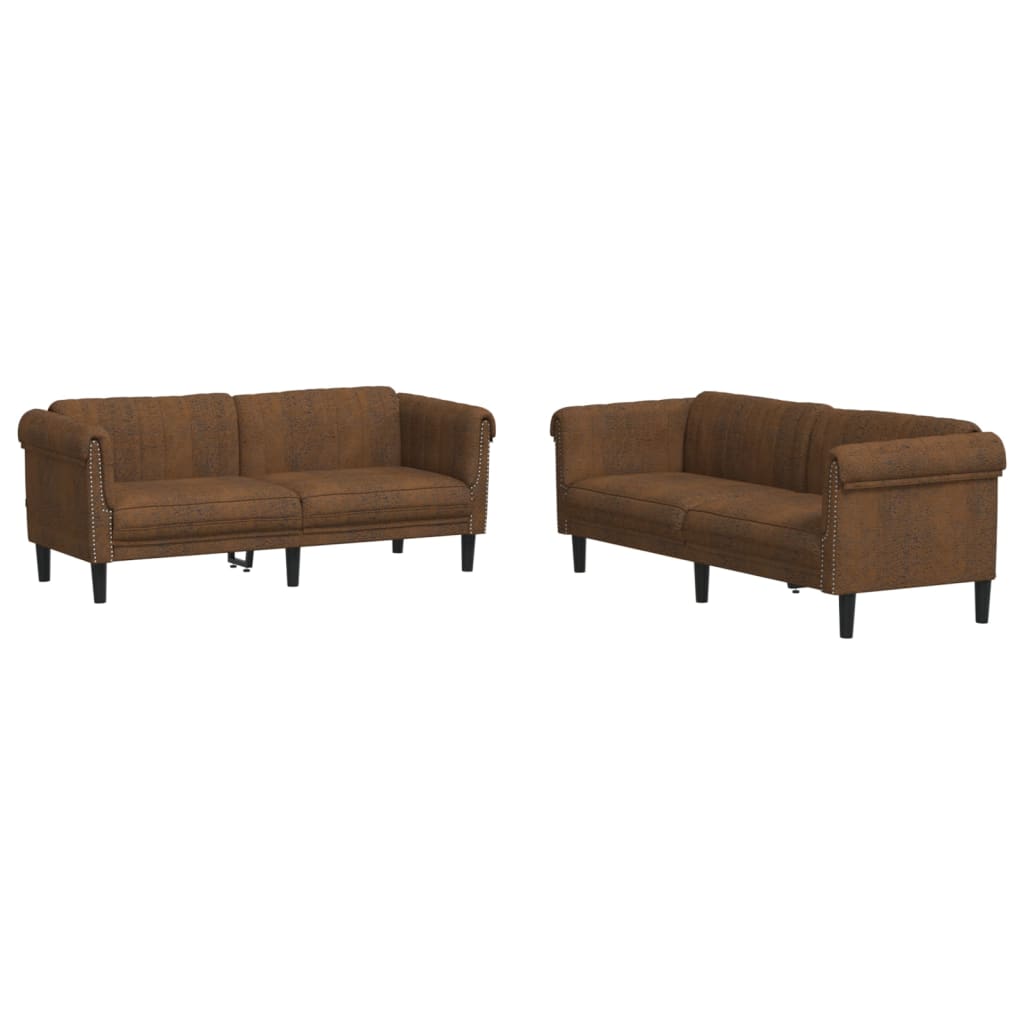 2-delige Loungeset fluweel bruin