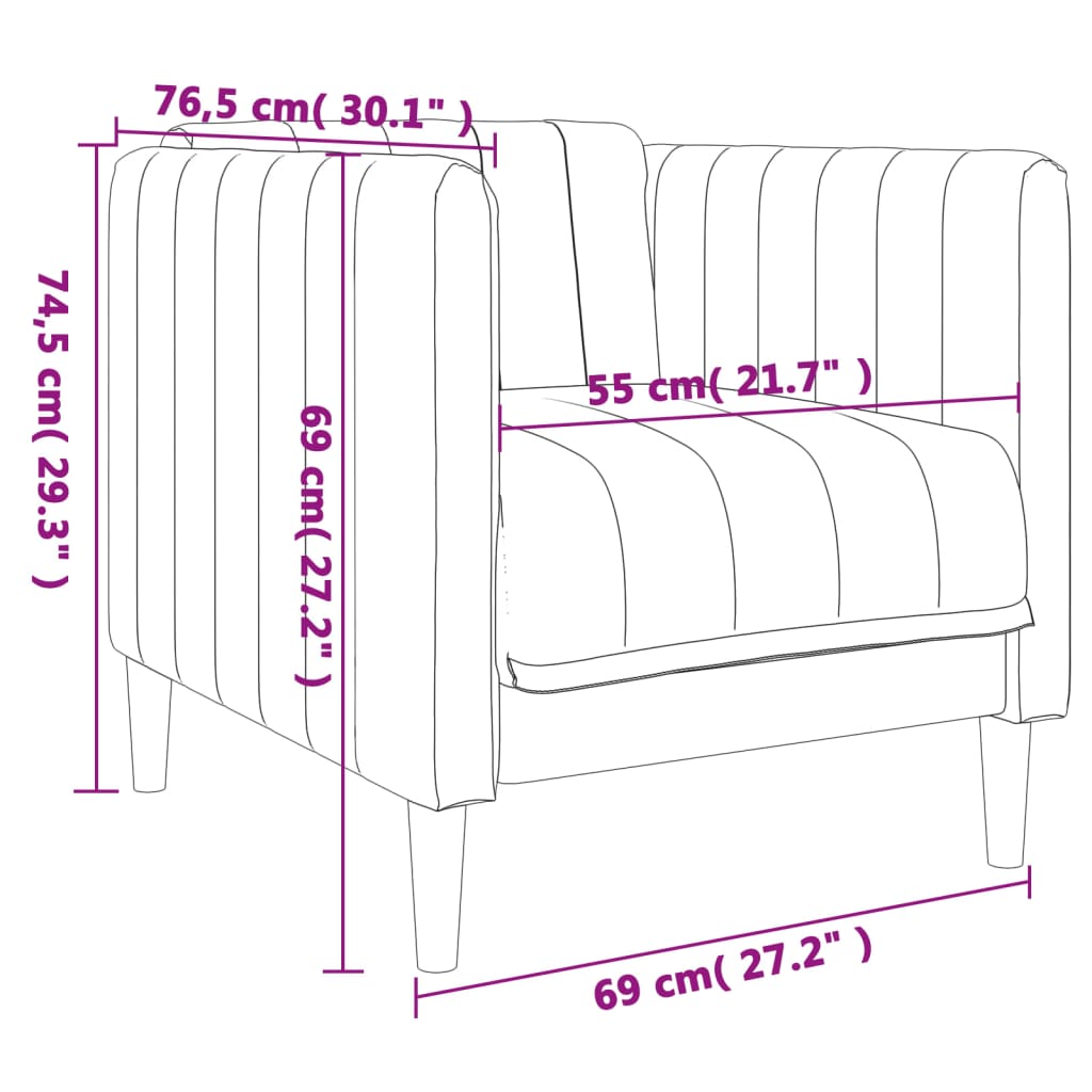 3-delige Loungeset stof donkergrijs