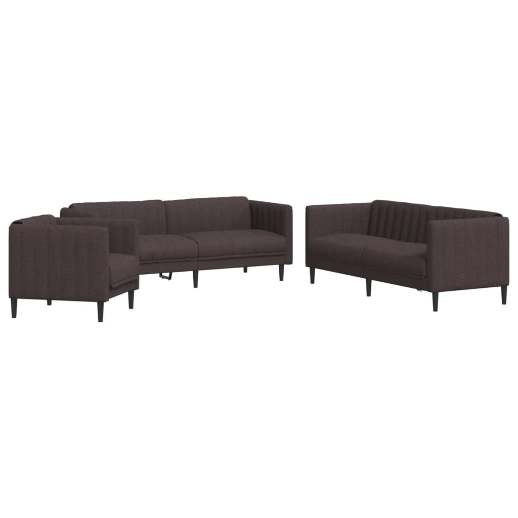 3-delige Loungeset stof donkerbruin