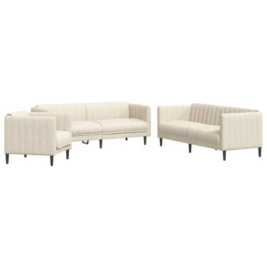 3-delige Loungeset stof crèmekleurig