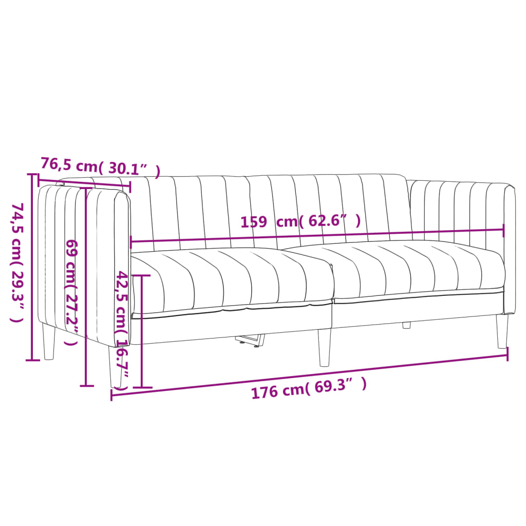 3-delige Loungeset stof crèmekleurig