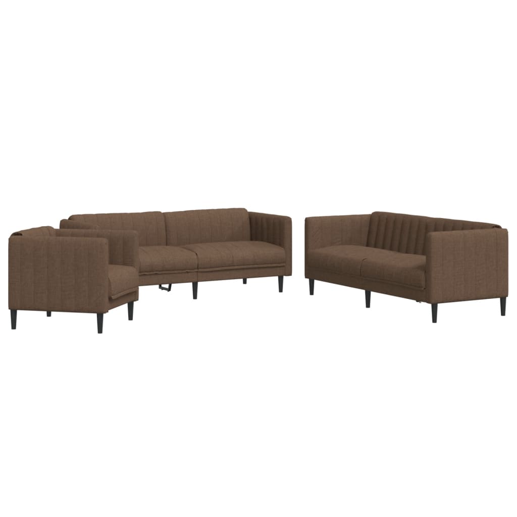 3-delige Loungeset stof bruin