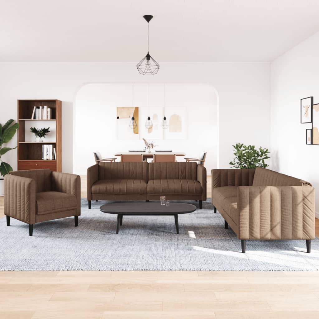 3-delige Loungeset stof bruin
