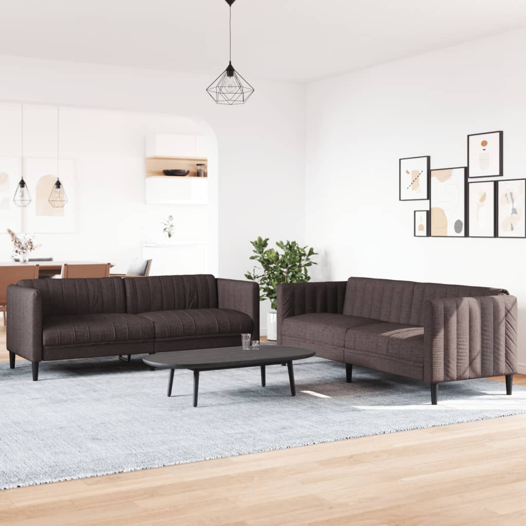 2-delige Loungeset stof donkerbruin