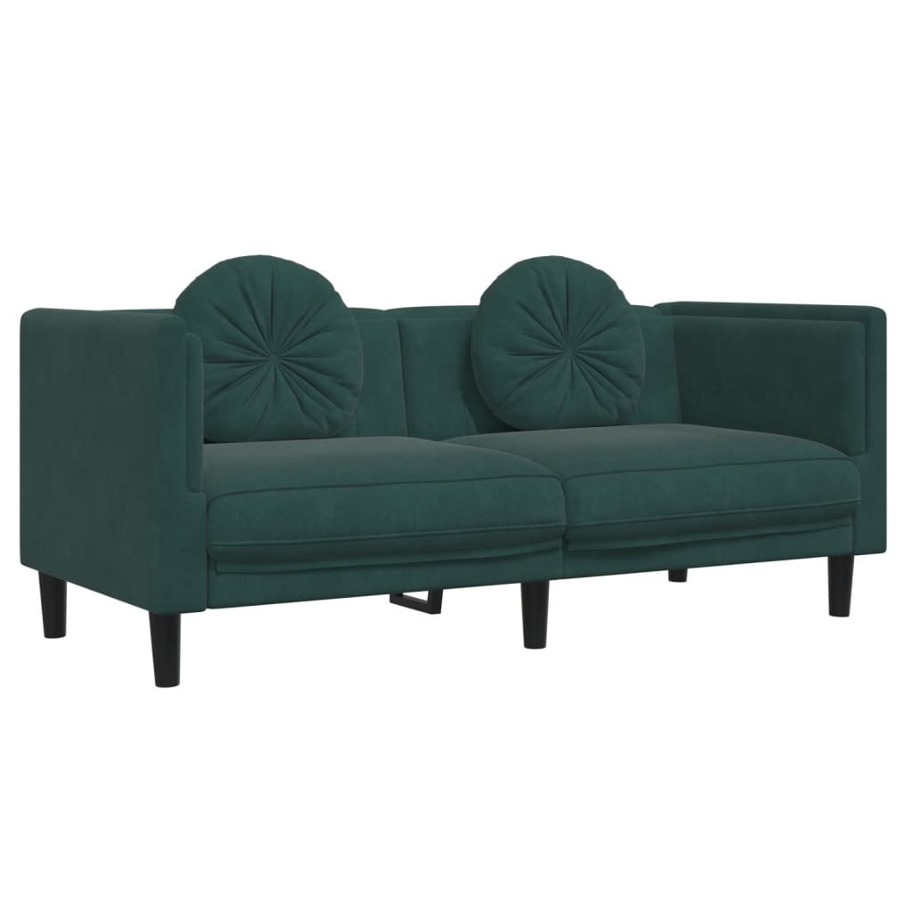 3-delige Loungeset met kussens fluweel donkergroen