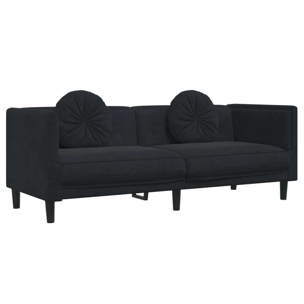 3-delige Loungeset met kussens fluweel zwart