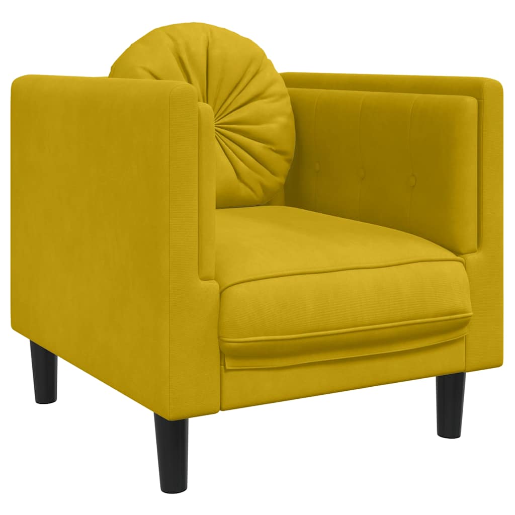 3-delige Loungeset met kussens fluweel geel