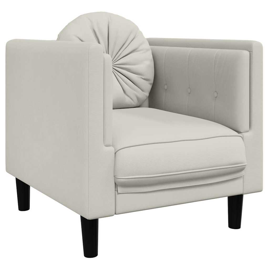 3-delige Loungeset met kussens fluweel crèmekleurig
