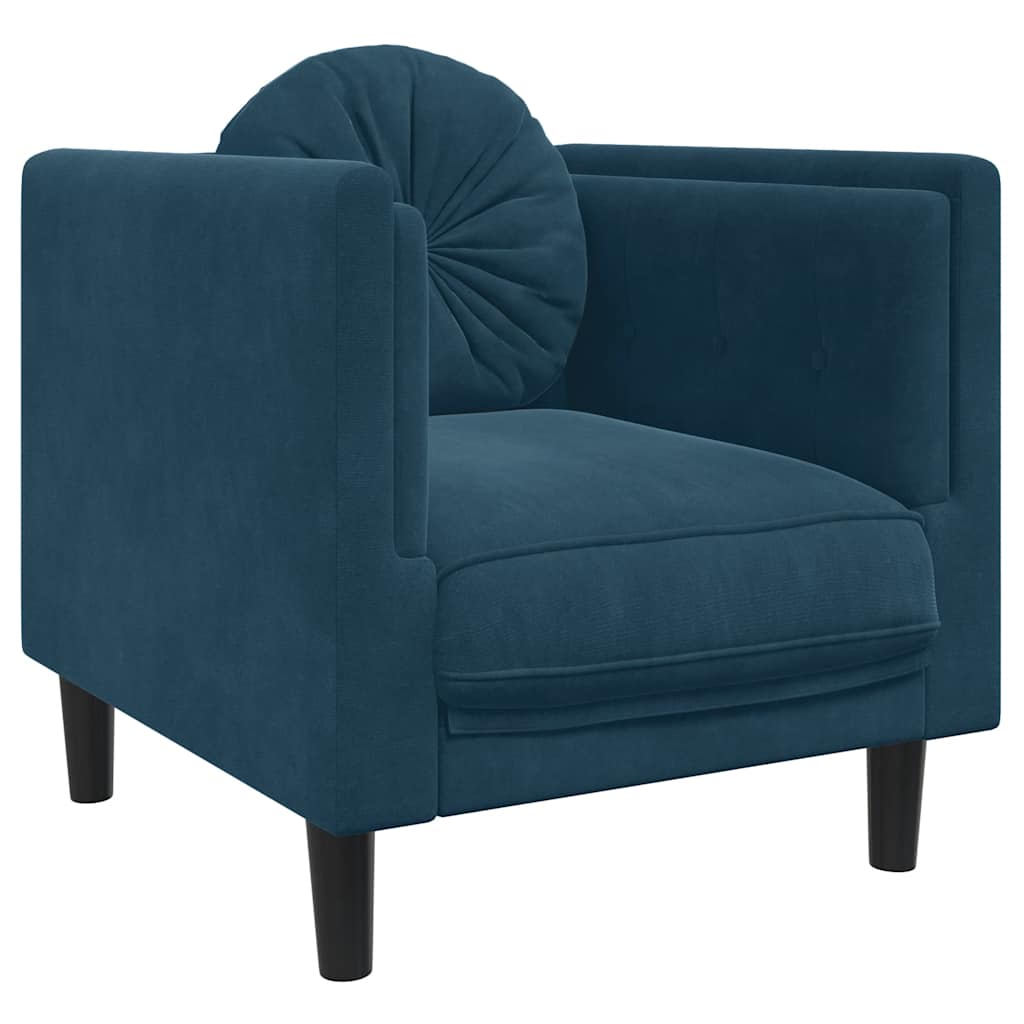 3-delige Loungeset met kussens fluweel blauw