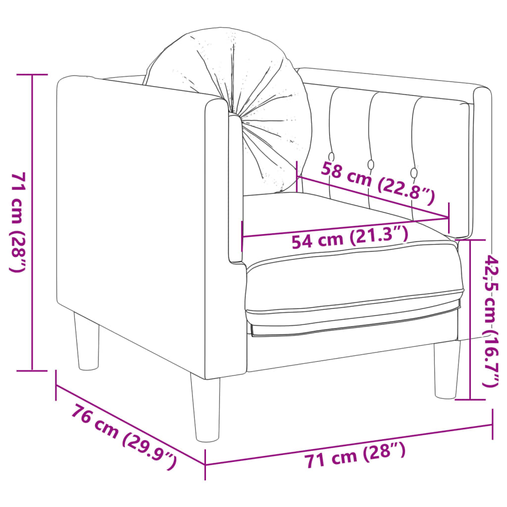 3-delige Loungeset met kussens fluweel bruin