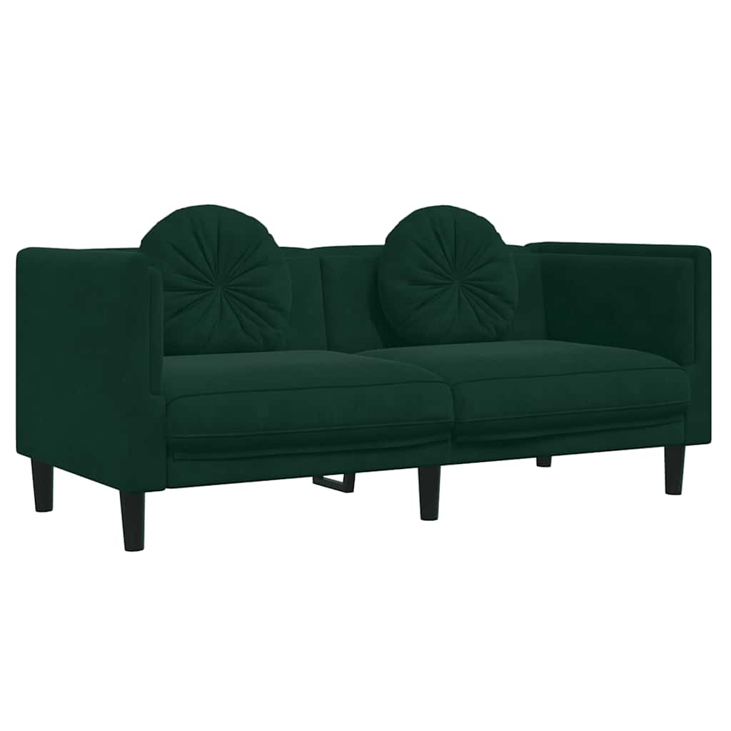 2-delige Loungeset met kussens fluweel donkergroen