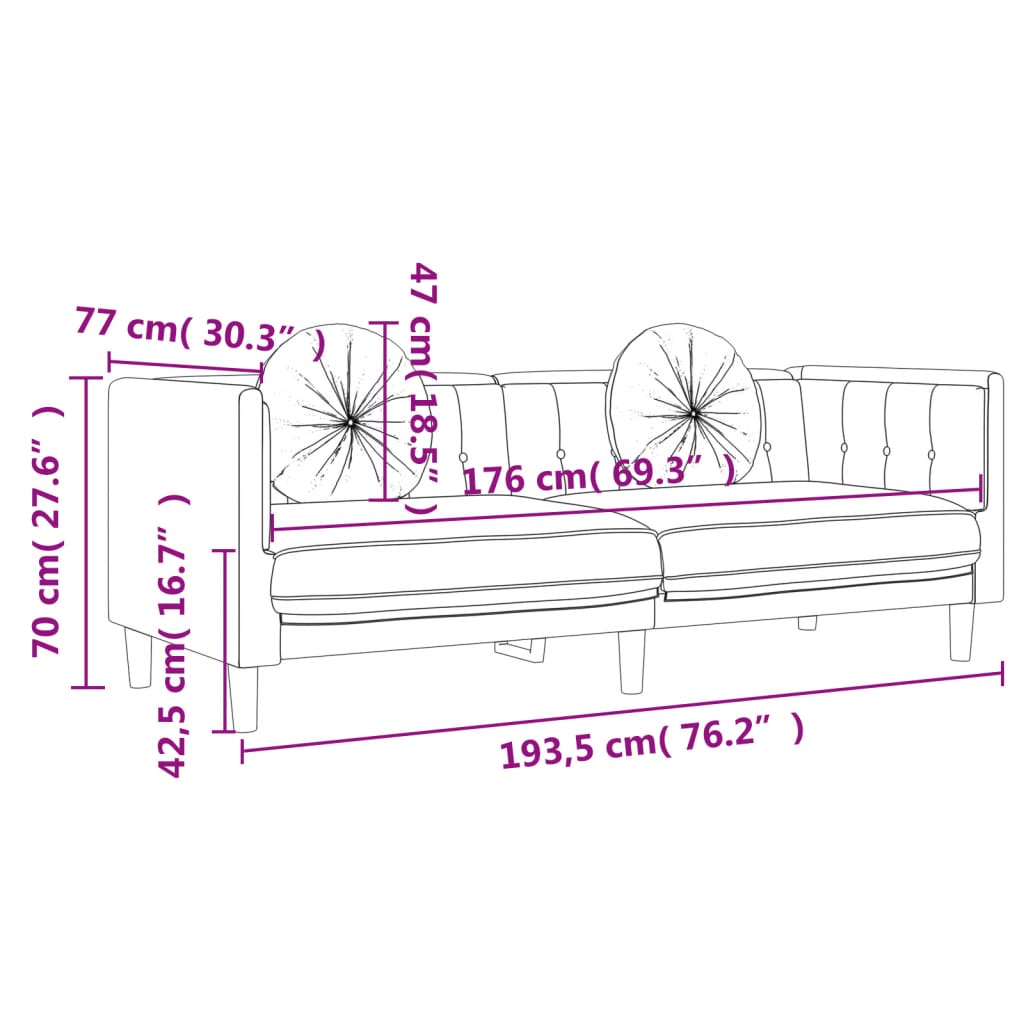2-delige Loungeset met kussens fluweel roze