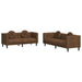 2-delige Loungeset met kussens fluweel bruin