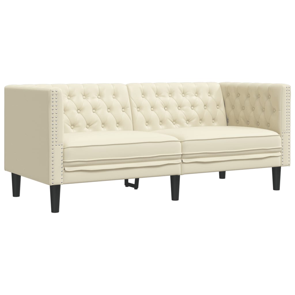 3-Delige Loungeset Chesterfield-Stijl Kunstleer Kleurig Crème