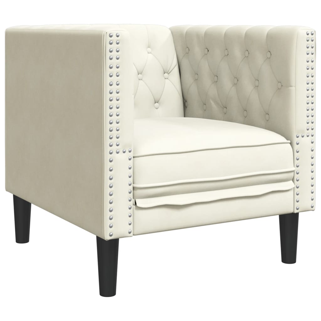 3-Delige Loungeset Chesterfield-Stijl Kunstleer Kleurig Crème