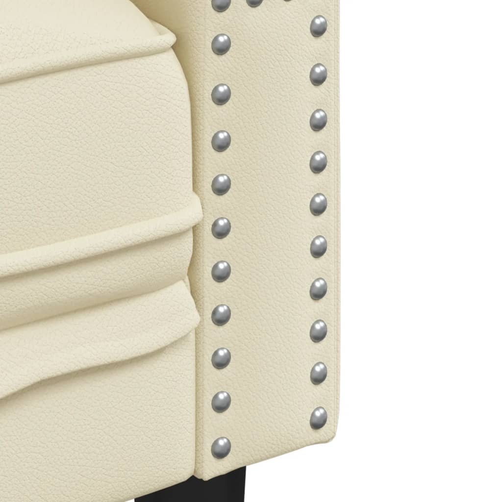 3-Delige Loungeset Chesterfield-Stijl Kunstleer Kleurig Crème