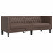 3-delige Loungeset Chesterfield-stijl kunstleer bruin