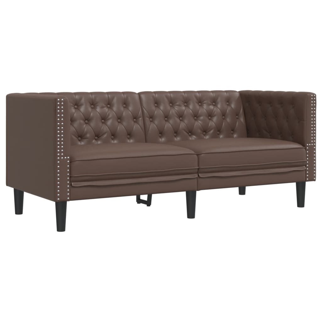 3-delige Loungeset Chesterfield-stijl kunstleer bruin