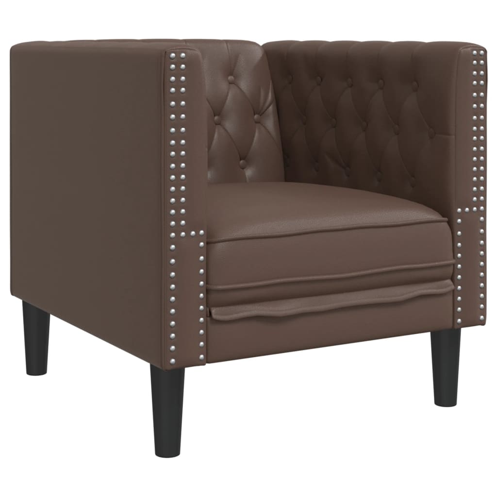 3-delige Loungeset Chesterfield-stijl kunstleer bruin