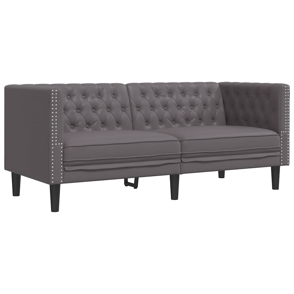 3-delige Loungeset Chesterfield-stijl kunstleer grijs