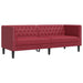 3-Delige Loungeset Chesterfield-Stijl Kunstleer Wijnrood