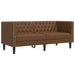 3-delige Loungeset Chesterfield-stijl kunstsuède bruin