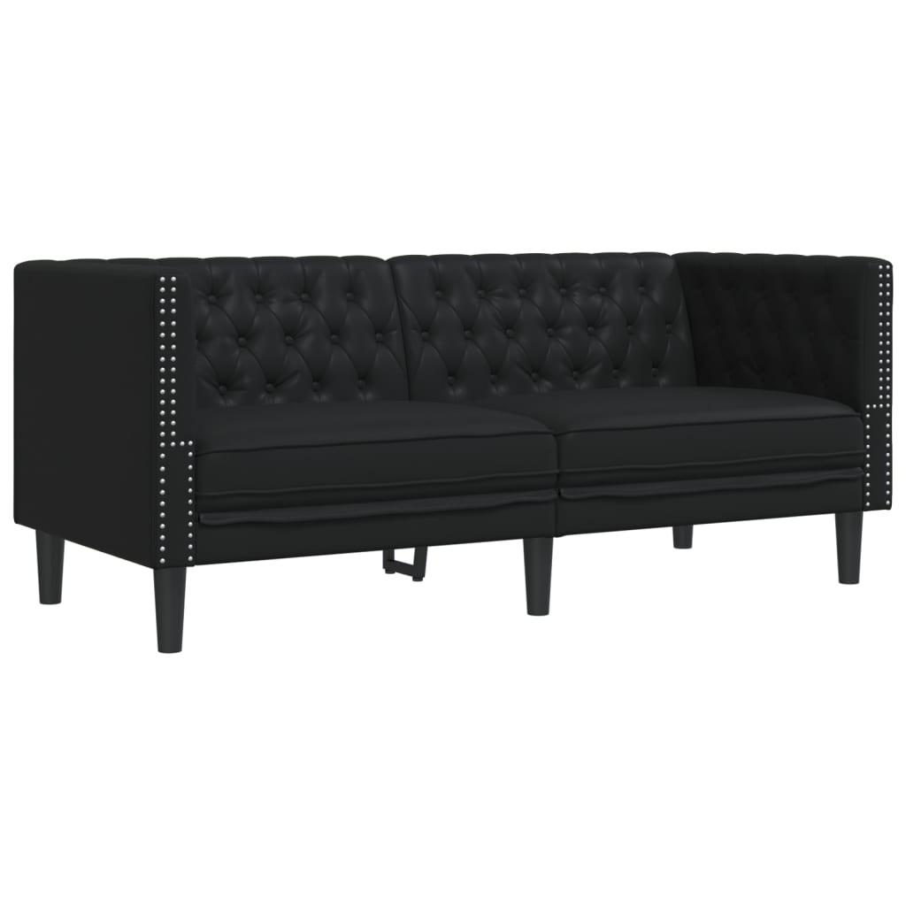 2-delige Loungeset Chesterfield-stijl kunstleer zwart