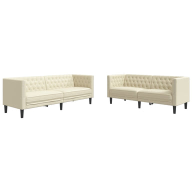 2-Delige Loungeset Chesterfield-Stijl Kunstleer Kleurig Crème