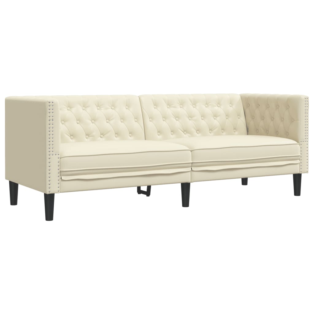 2-Delige Loungeset Chesterfield-Stijl Kunstleer Kleurig Crème