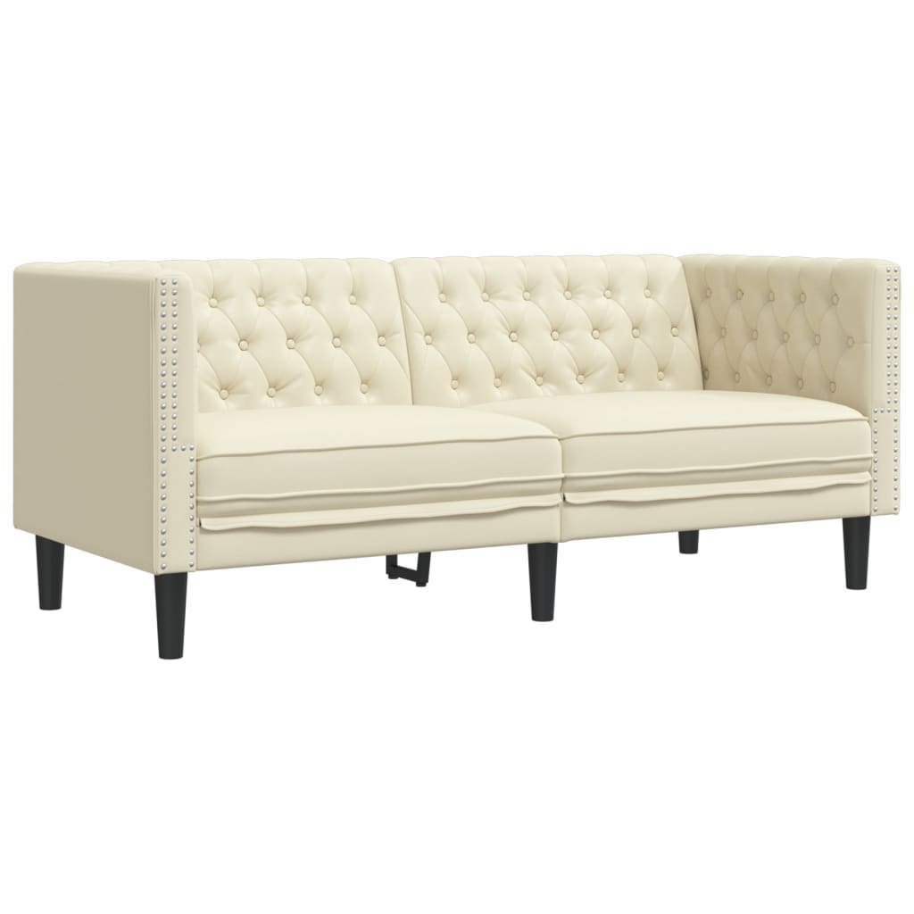 2-Delige Loungeset Chesterfield-Stijl Kunstleer Kleurig Crème