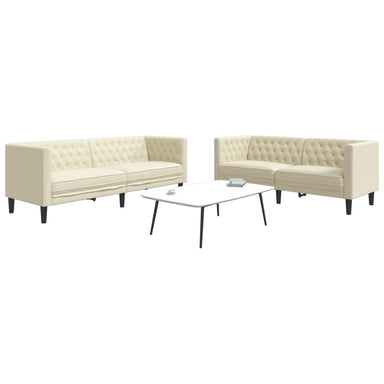 2-Delige Loungeset Chesterfield-Stijl Kunstleer Kleurig Crème