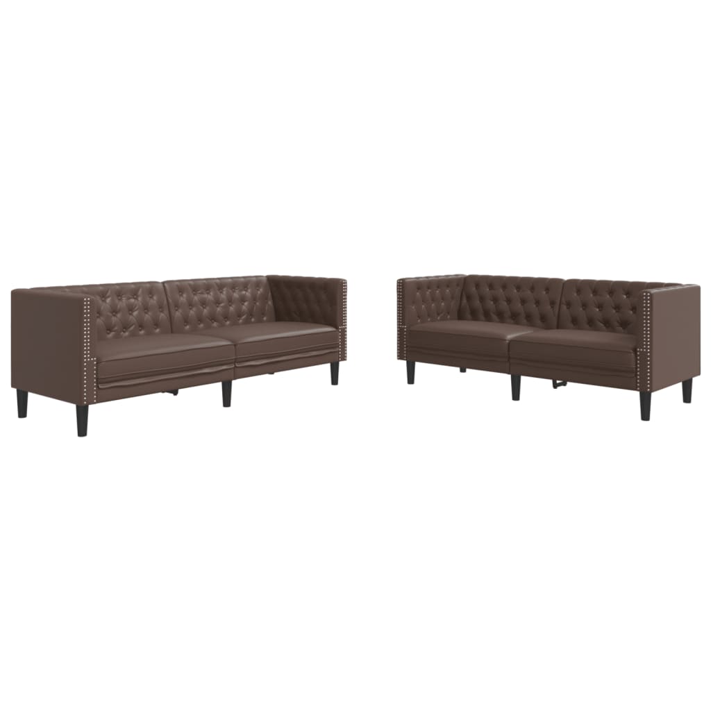 2-delige Loungeset Chesterfield-stijl kunstleer bruin