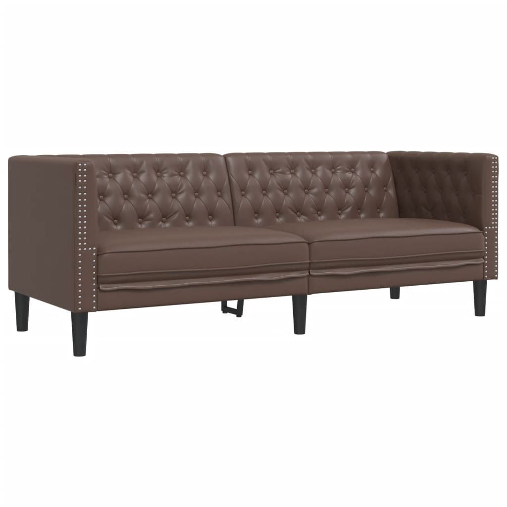2-delige Loungeset Chesterfield-stijl kunstleer bruin